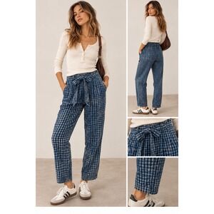Anthropologie Maeve Avryl Bleached Blue Black High Waisted Trouser Size 6 $138